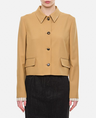 Shop Marni Single Brested Buttoned Jacket In Beige