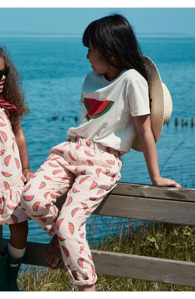 Shop Mon Coeur Kids' Watermelon Print Linen Pants In Misty Rose