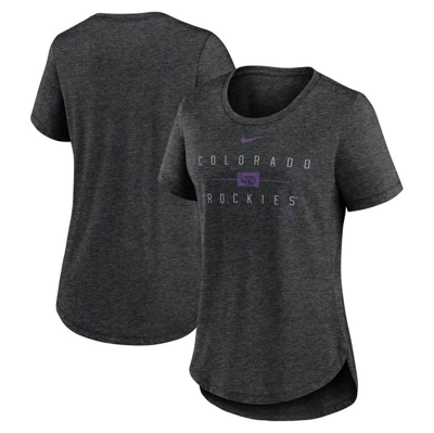 Shop Nike Heather Black Colorado Rockies Knockout Team Stack Tri-blend T-shirt