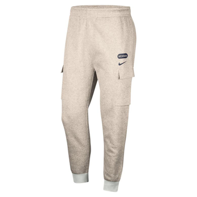 Shop Nike Heather Gray Michigan Wolverines Club Cargo Jogger Pants In Oatmeal