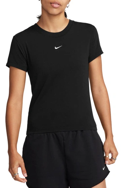 Shop Nike Sportswear Club Chill Knit Mod Crop T-shirt In Black/ White