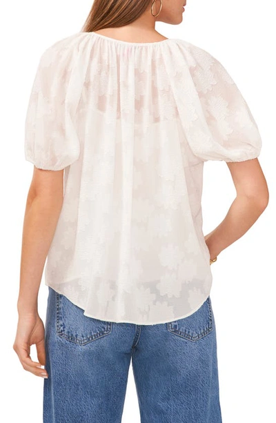 Shop Vince Camuto Fleur Clip Jacquard Puff Sleeve Top In New Ivory