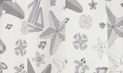 Shop Thom Browne Nautical Crystal Print Drop Back Pleated Silk Skirt In White