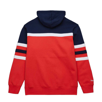 Shop Mitchell & Ness Red/navy Houston Rockets Head Coach Pullover Hoodie