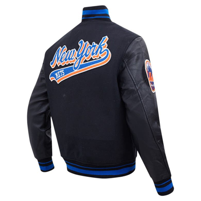 Shop Pro Standard Black New York Mets Script Tail Wool Full-zip Varity Jacket