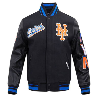 Shop Pro Standard Black New York Mets Script Tail Wool Full-zip Varity Jacket