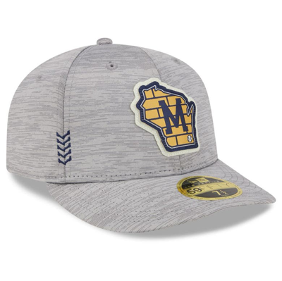 Shop New Era Gray Milwaukee Brewers 2024 Clubhouse Low Profile 59fifty Fitted Hat In Heather Gray