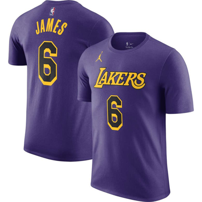 Shop Jordan Brand Lebron James Purple Los Angeles Lakers 2022/23 Statement Edition Name & Number T-shirt
