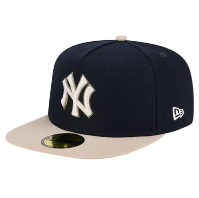 Shop New Era Navy New York Yankees Canvas A-frame 59fifty Fitted Hat