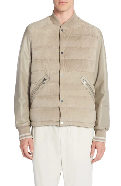 Shop Moncler Chalanches Quilted Leather Down Jacket In Mud Brown