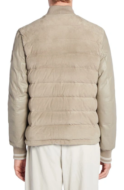 Shop Moncler Chalanches Quilted Leather Down Jacket In Mud Brown