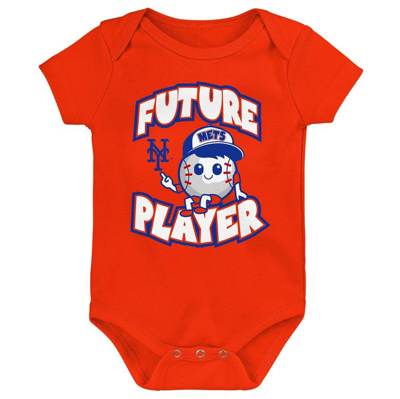 Shop Outerstuff Infant Orange/royal/white New York Mets Minor League Player Three-pack Bodysuit Set