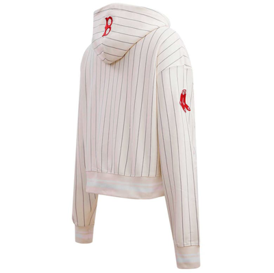 Shop Pro Standard Cream Boston Red Sox Pinstripe Retro Classic Cropped Pullover Hoodie