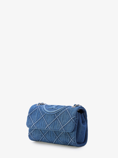 Shop Tory Burch Fleming Soft Denim Small Bag In Light Blue