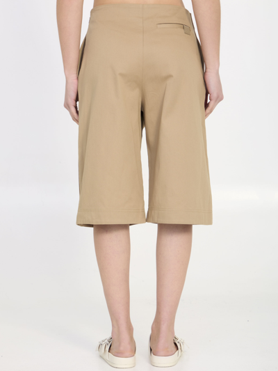 Shop Loewe Cotton Bermuda Shorts In Beige