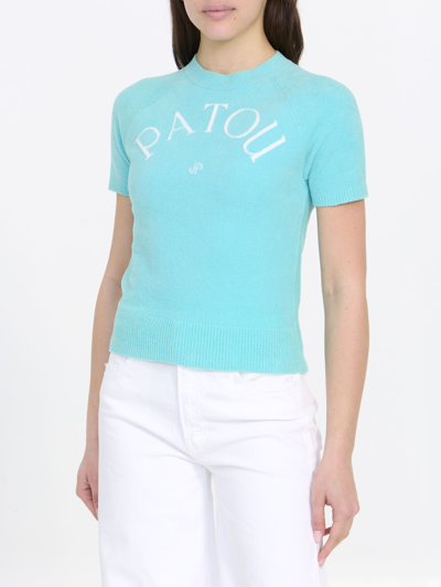 Shop Patou Cotton Blend  Top In Light Blue