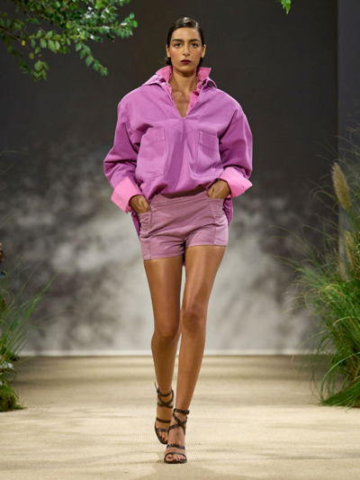 Shop Max Mara Alibi Mini Shorts In Purple
