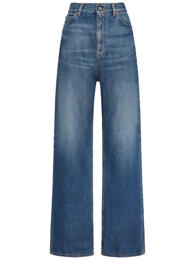 Shop Valentino Medium Blue Denim Jeans In Light Blue