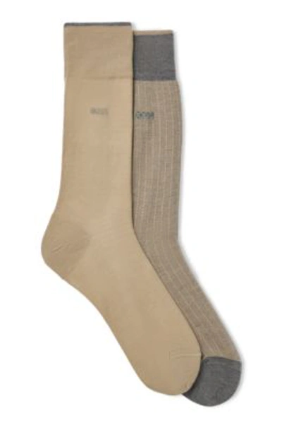 Shop Hugo Boss Two-pack Of Socks In Mercerized Cotton In Grey