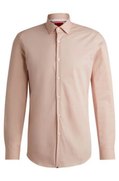 Shop Hugo Slim-fit Shirt In Easy-iron Cotton Poplin In Light Pink