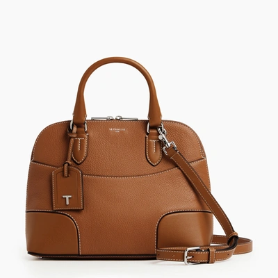 Shop Le Tanneur Sac À Main Moyen Modèle Romy En Cuir Grainé Et Lisse In Brown