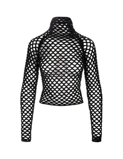 Shop Alaïa Knitted Turtleneck Cage Pullover In Black