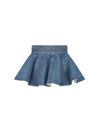 Shop Alaïa Alaia Skirts In Bleu Vintage