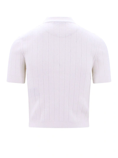 Shop Balmain Logo Buttons Cardigan In White