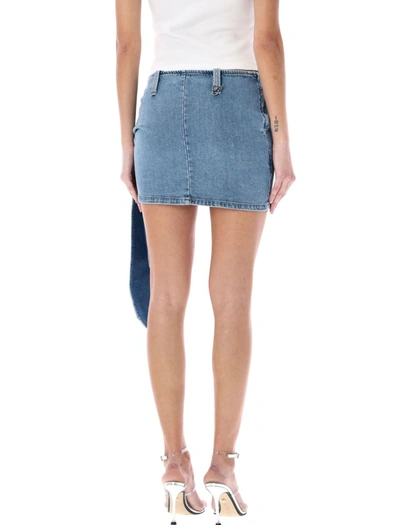 Shop Blumarine Denim Mini Skirt With Bow Detail In Allure Blue
