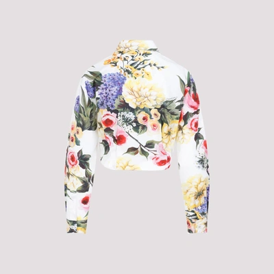 Shop Dolce & Gabbana Floral Crop Shirt In Multicolour