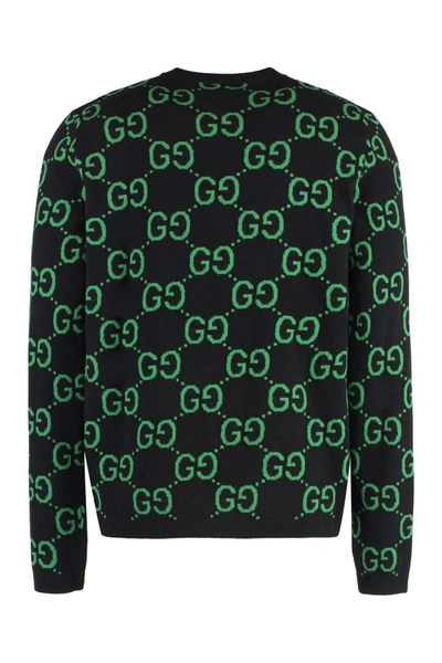 Shop Gucci Crew-neck Wool Sweater In Black