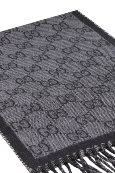 Shop Gucci Gg Wool Scarf In Black