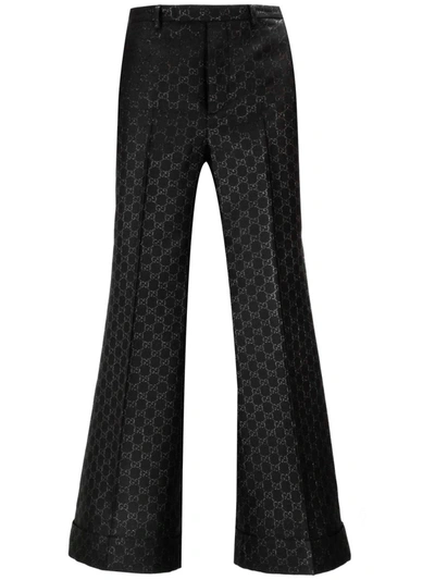 Shop Gucci Gg Wool Trousers In Black