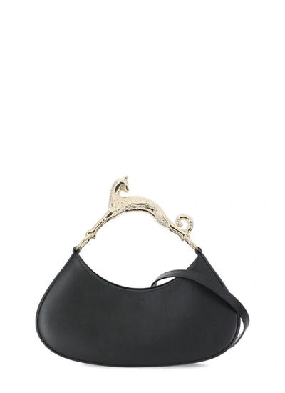 Shop Lanvin 'cat Bolide' Black Leather Hobo Bag