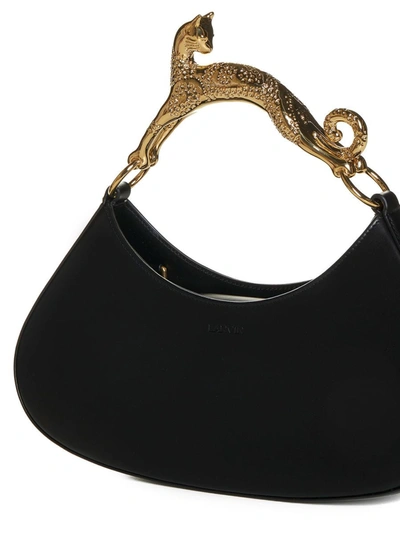 Shop Lanvin 'cat Bolide' Black Leather Hobo Bag