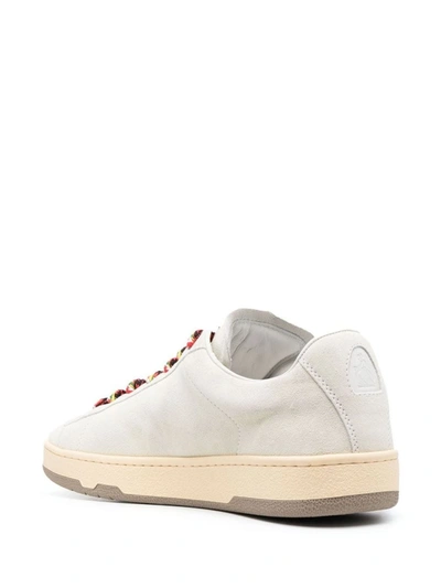 Shop Lanvin White Leather Curb Sneakers