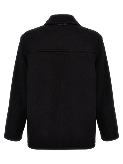 Shop Msgm Peacoat Coat In Black