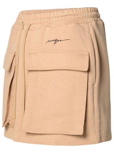 Shop Msgm Logo Embroidery Cargo Skirt In Beige