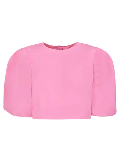 Msgm Pink Cropped Blouse In Pink