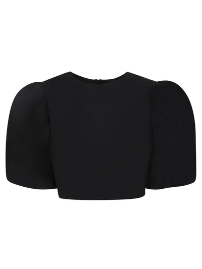 Msgm Black Cropped Blouse In Black
