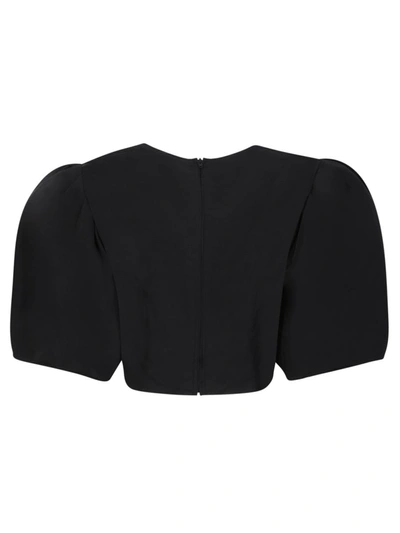 Msgm Black Cropped Blouse In Black