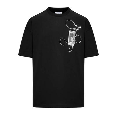 Shop Off-white Black Crewneck 'scan Arr' T-shirt In Cotton Man