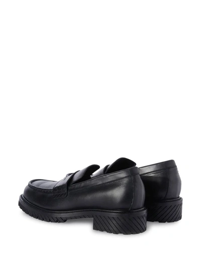 Shop Off-white 'military' Black Leather Loafers