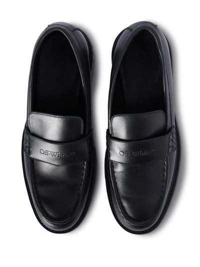 Shop Off-white 'military' Black Leather Loafers