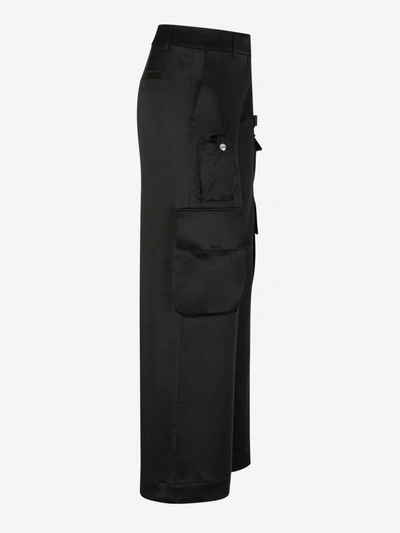 Shop Off-white Satin Cargo Pants In Black Black