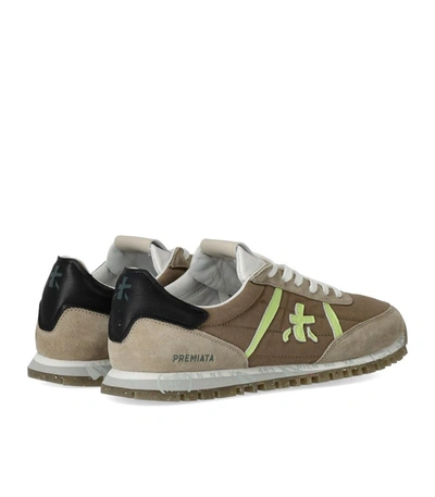 Shop Premiata 'sean' Brown Leather And Fabric Sneakers