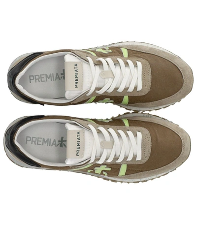 Shop Premiata 'sean' Brown Leather And Fabric Sneakers