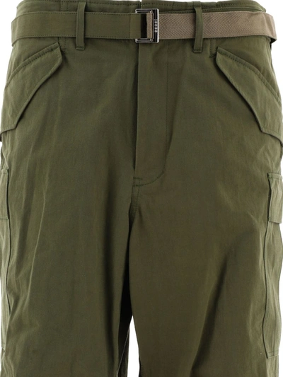 Shop Sacai Trousers In Green
