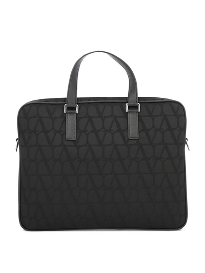 Shop Valentino Garavani Work Bag In Toile Iconographe Technical Fabric In Black