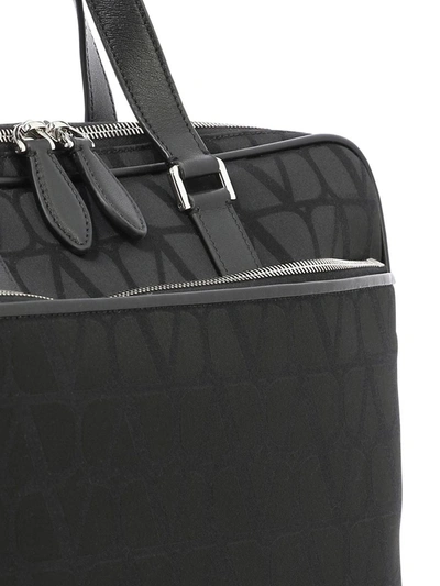 Shop Valentino Garavani Work Bag In Toile Iconographe Technical Fabric In Black